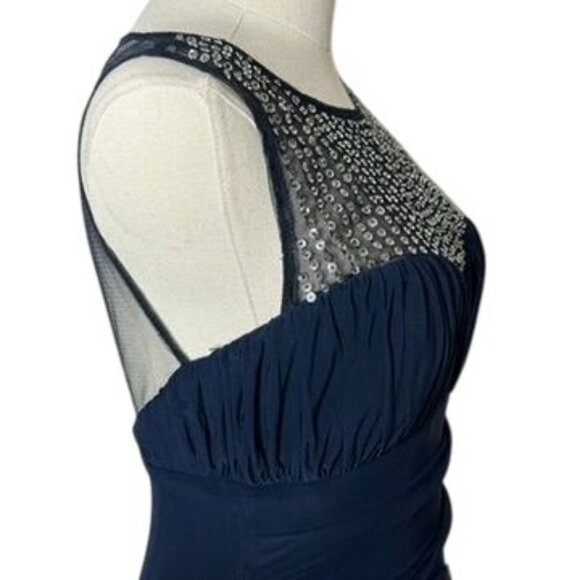 Stunning Black Mesh Sheer Prom Cocktail Dress Womens S Sequin Formal 90s Y2K - Picture 14 of 16